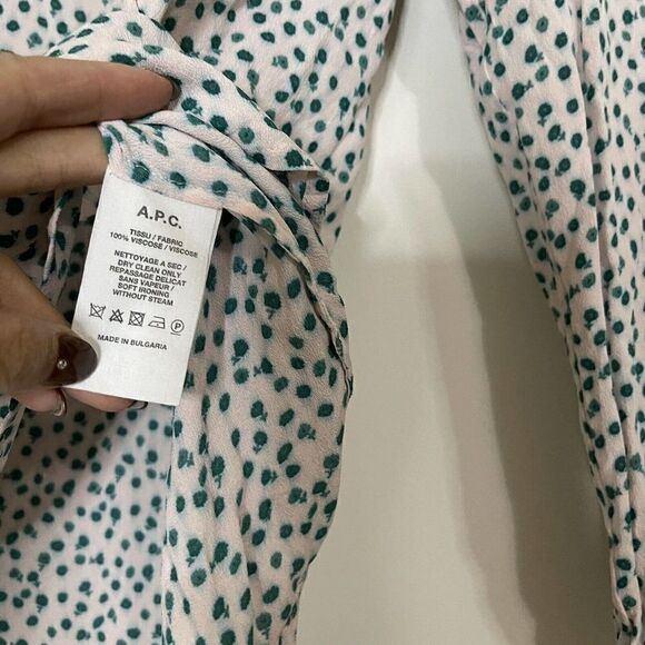 A.P.C. Paris Green dotted chiffon lightweight Blouse top size 34 US XS - Picture 4 of 6